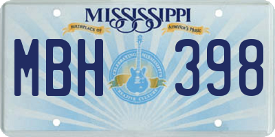 MS license plate MBH398