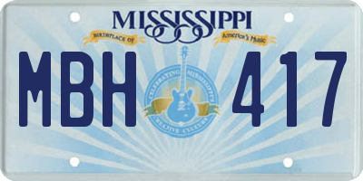 MS license plate MBH417