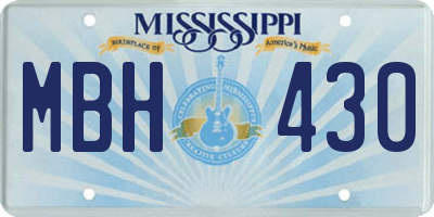 MS license plate MBH430