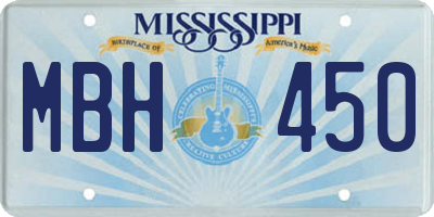 MS license plate MBH450