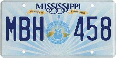 MS license plate MBH458