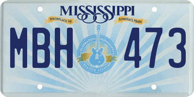 MS license plate MBH473