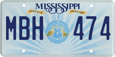 MS license plate MBH474