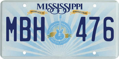 MS license plate MBH476
