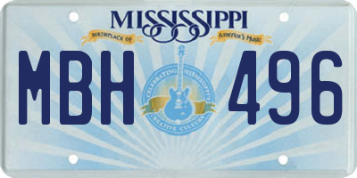 MS license plate MBH496