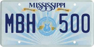 MS license plate MBH500