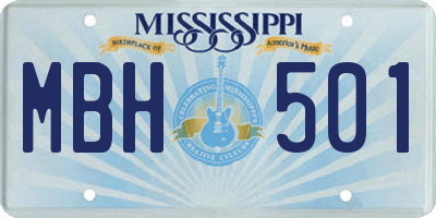 MS license plate MBH501