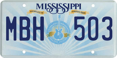 MS license plate MBH503