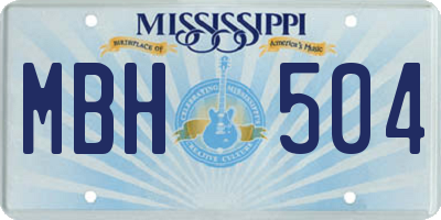 MS license plate MBH504