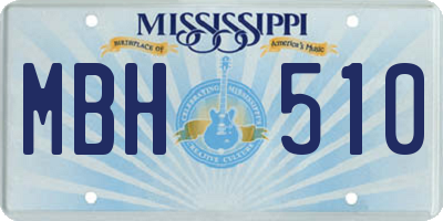 MS license plate MBH510
