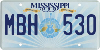 MS license plate MBH530