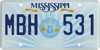 MS license plate MBH531