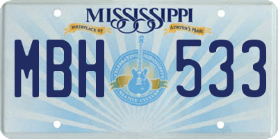 MS license plate MBH533
