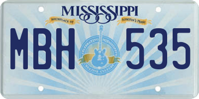 MS license plate MBH535