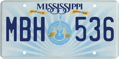 MS license plate MBH536