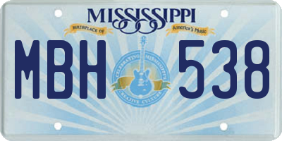 MS license plate MBH538