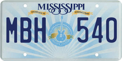 MS license plate MBH540