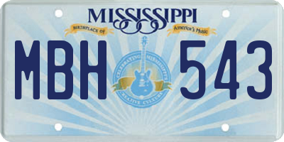 MS license plate MBH543