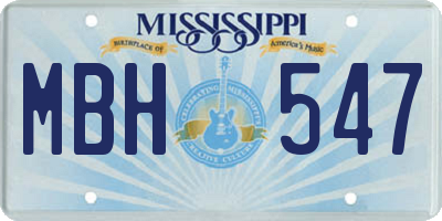 MS license plate MBH547