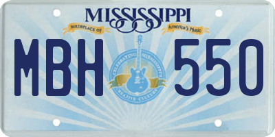 MS license plate MBH550