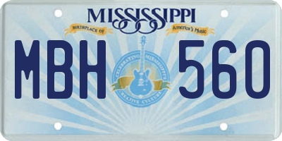 MS license plate MBH560