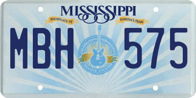 MS license plate MBH575