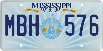 MS license plate MBH576
