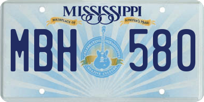 MS license plate MBH580