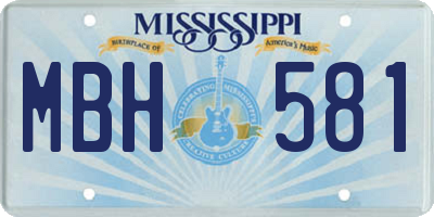 MS license plate MBH581