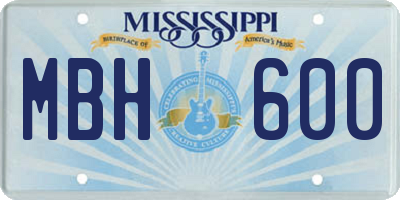MS license plate MBH600