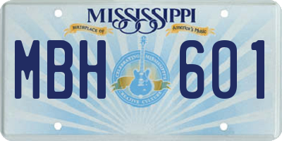 MS license plate MBH601