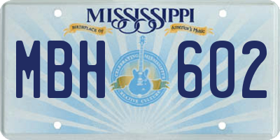 MS license plate MBH602