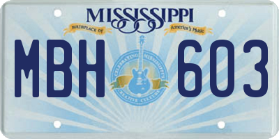 MS license plate MBH603
