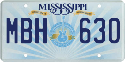 MS license plate MBH630