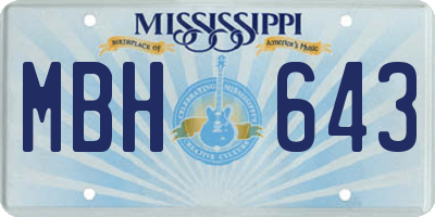 MS license plate MBH643