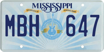 MS license plate MBH647