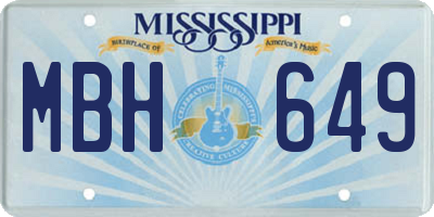 MS license plate MBH649