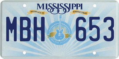 MS license plate MBH653