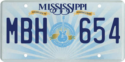 MS license plate MBH654