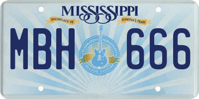 MS license plate MBH666