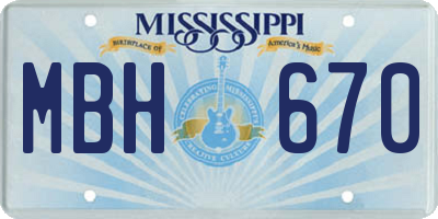 MS license plate MBH670