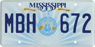 MS license plate MBH672