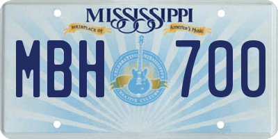 MS license plate MBH700