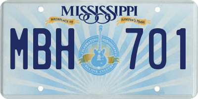 MS license plate MBH701