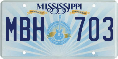 MS license plate MBH703