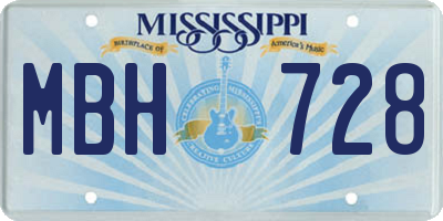 MS license plate MBH728