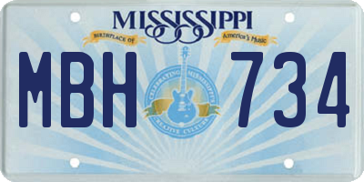 MS license plate MBH734