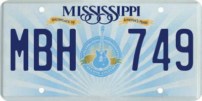 MS license plate MBH749