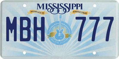 MS license plate MBH777