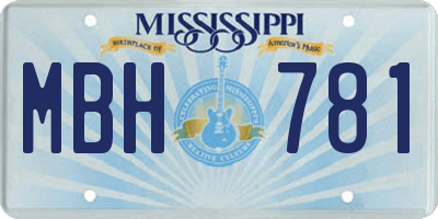 MS license plate MBH781